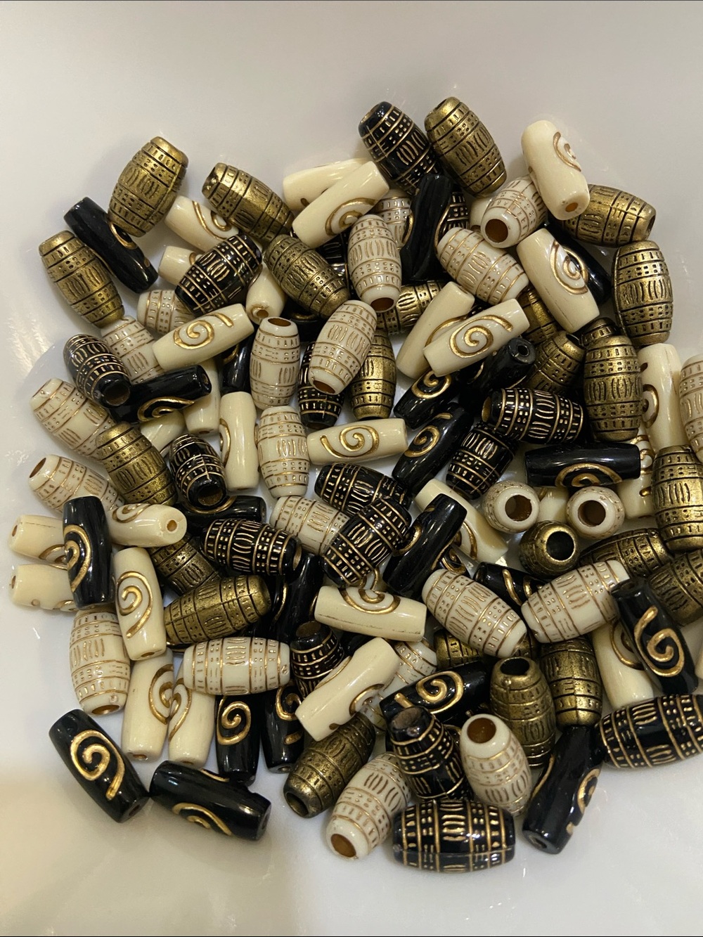 Handmade Black, Cream & Gold Bead Mix for Jewelry Making